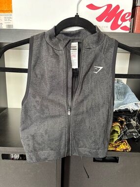 Gymshark Dark Gray Zip Cropped Athletic Vest